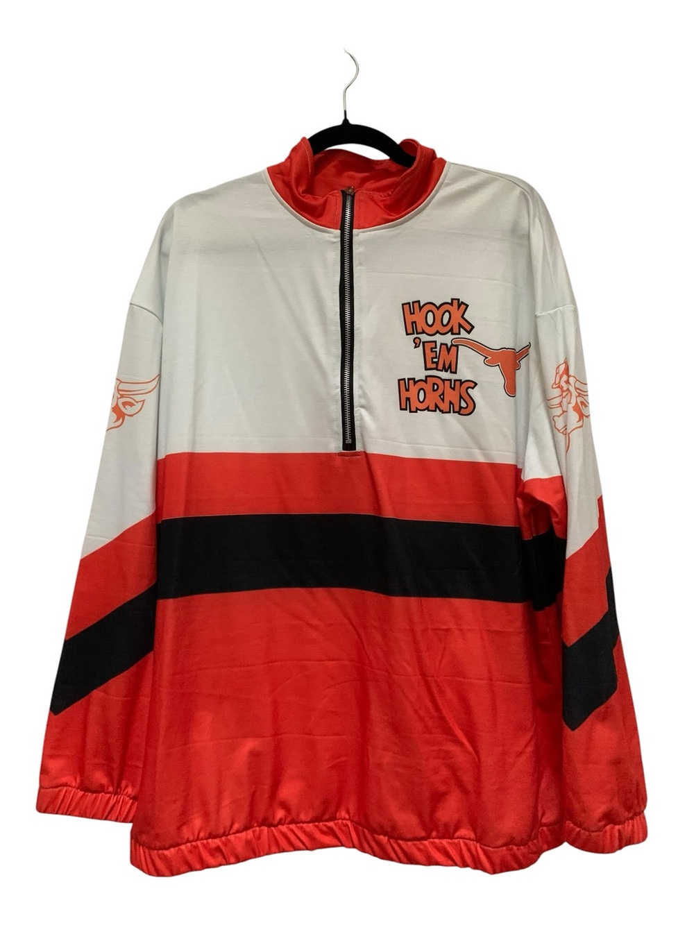🤘🏼Hook 'Em Horns Orange & White Quarter-Zip Pullover